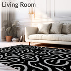 Abstract Swirling Light Gray Lines Rug