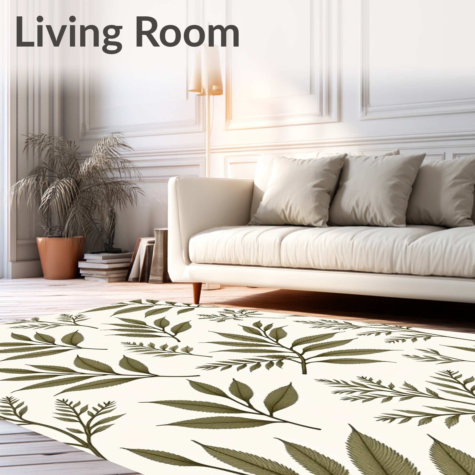 Botanical Leaf Branch Pattern Design Rug