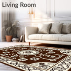 Vintage Floral Scrollwork Rich Brown Rug