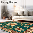 Vintage Floral Pattern Teal Rug