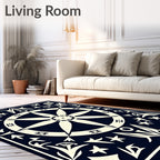 Vintage Compass Starburst Pattern Rug