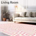 Geometric Maze Pattern Pink Rug