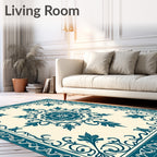 Dark Teal European Medallion Rug