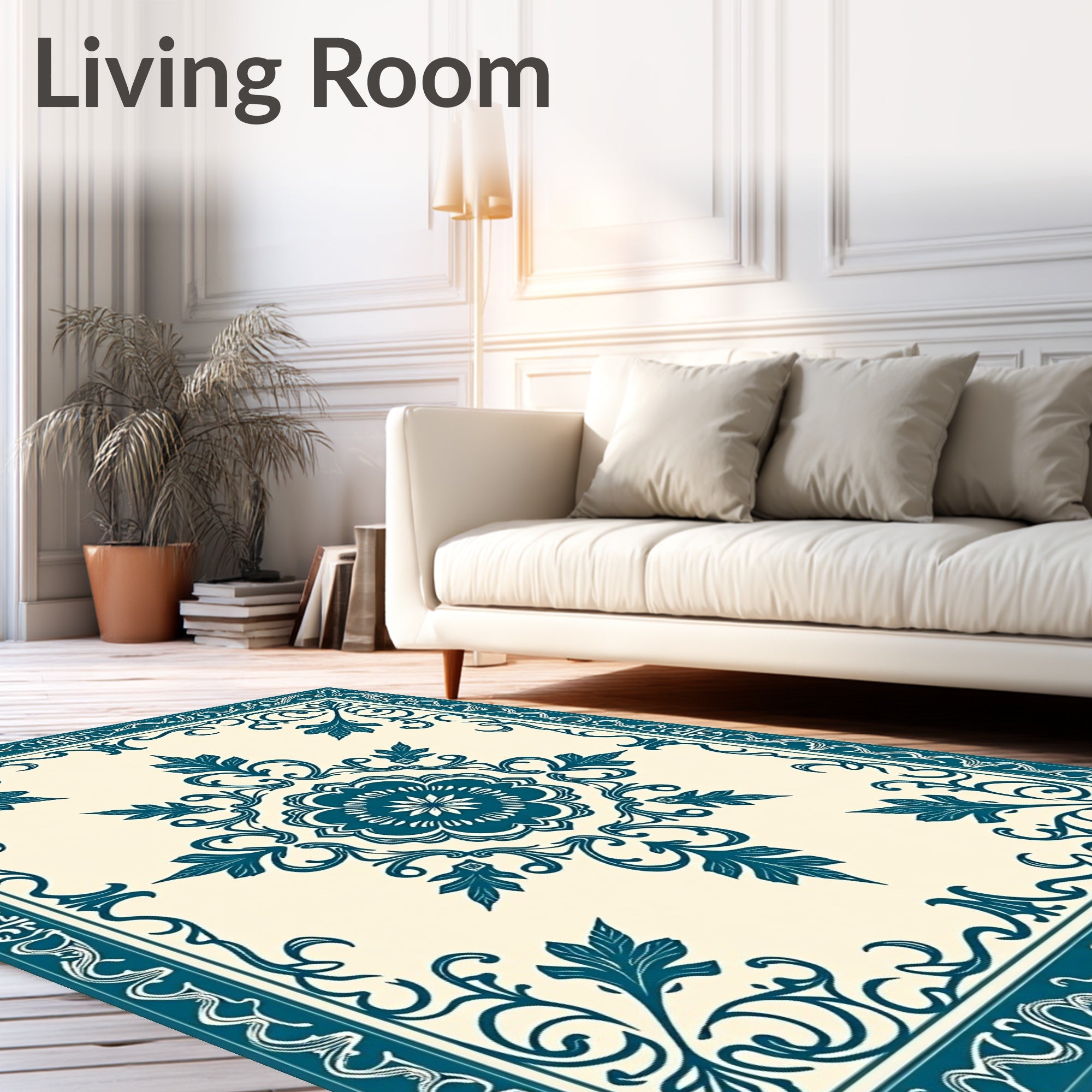 Dark Teal European Medallion Rug
