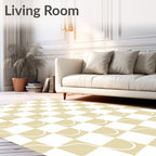 Dashed Curve Checkerboard Design Rug