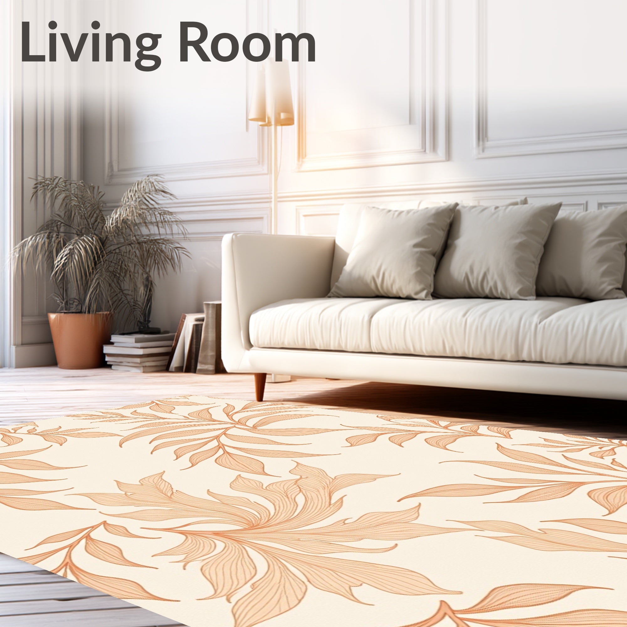 Leafy Branches Patterned Organic Design Rug