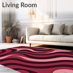 Crimson Swirl Layered Pattern Rug