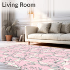 Soft Pink Floral Sketch Pattern Rug