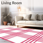 Classic Red Plaid Stripe Design Rug