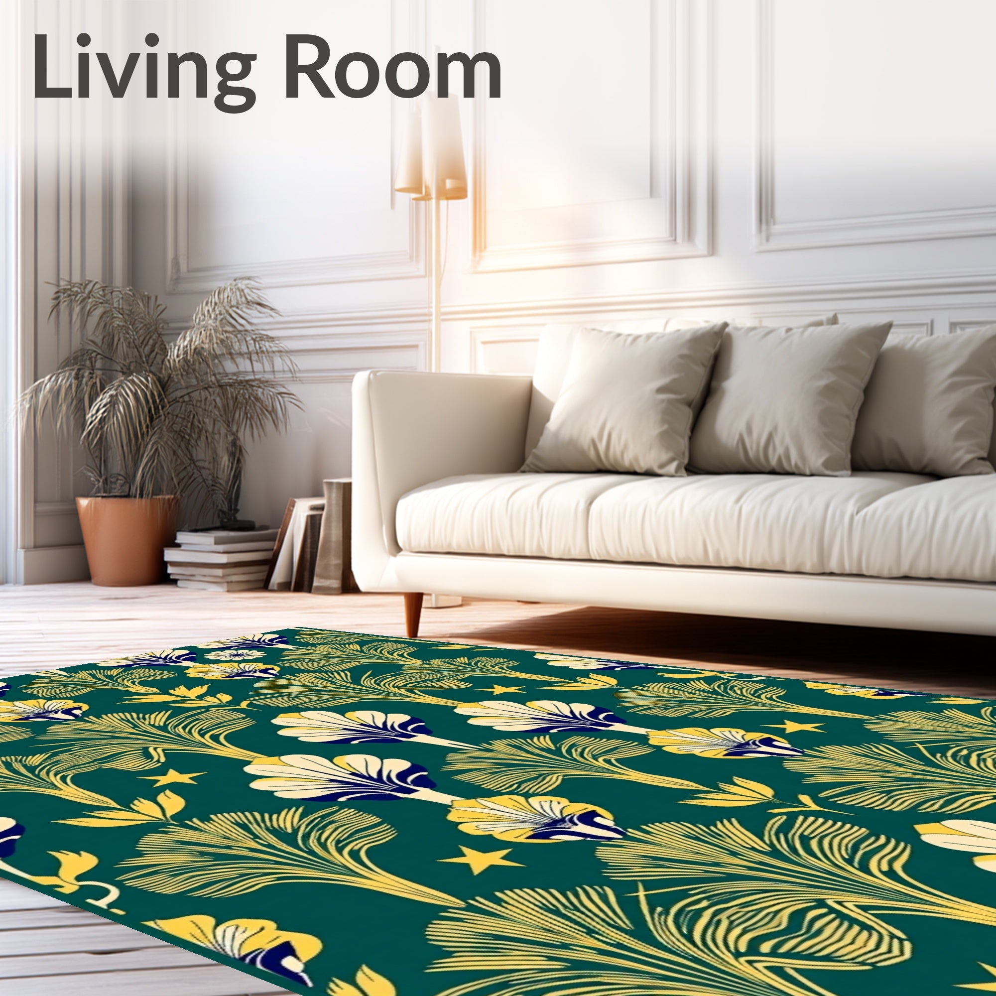 Art Nouveau Leafy Floral Pattern Rug