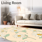 Retro Daisy Botanical Pattern Rug