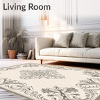 Ornate Scrollwork Floral Pattern Rug