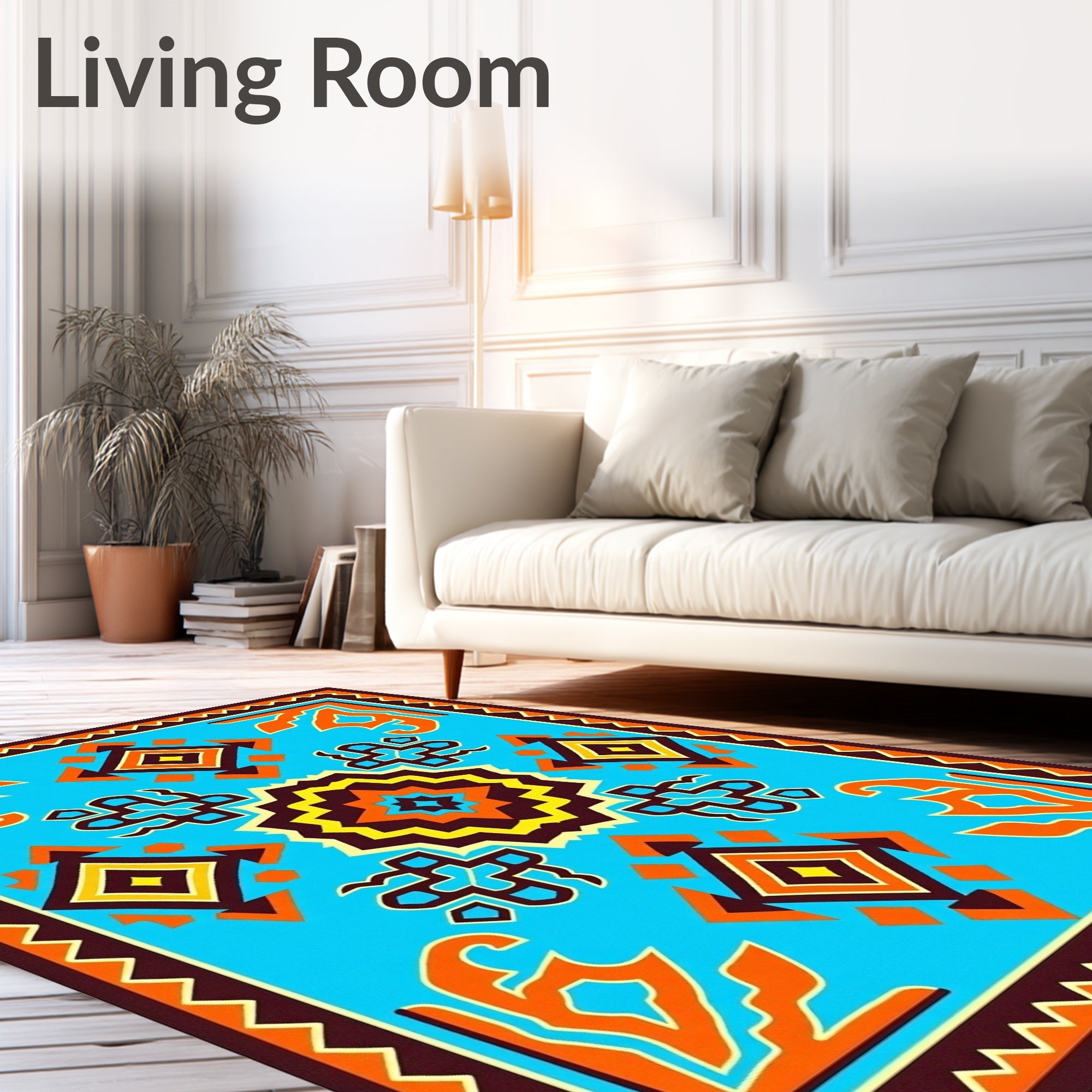Bold Ethnic Geometric Diamond Rug