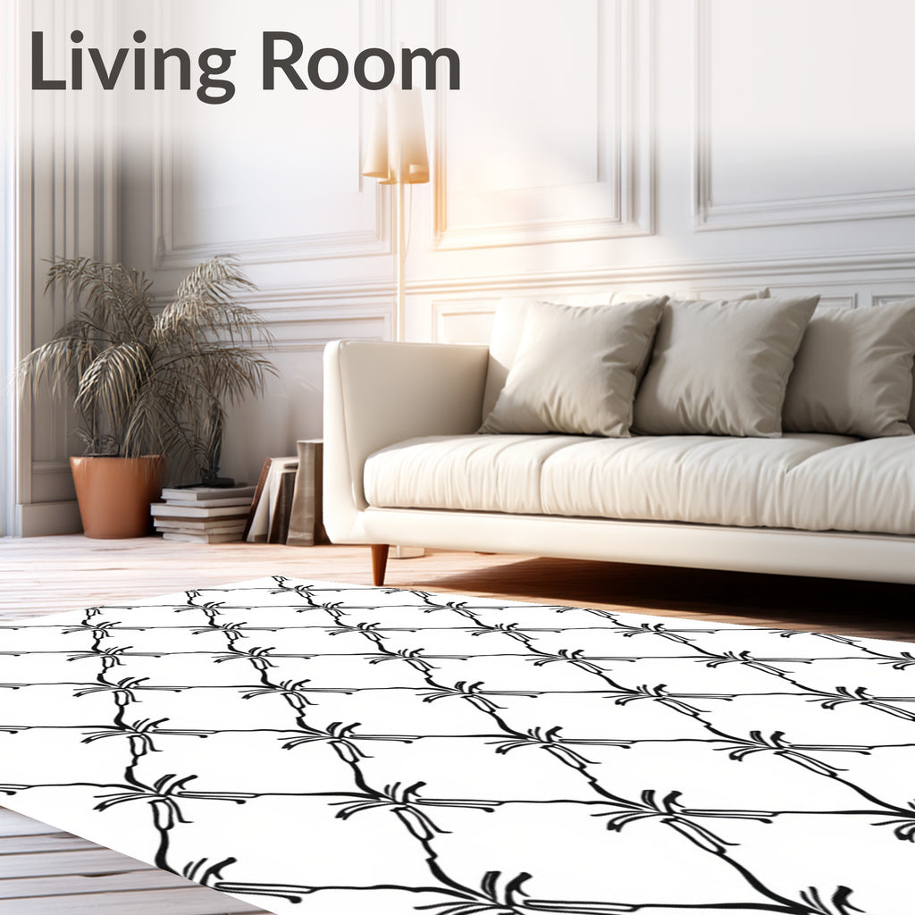 Classic Vine Lattice Hand Drawn Pattern Rug