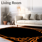 Orange Geometric Ornate Frame Rug