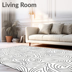 Abstract Swirls Black Line Art Rug