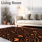 Orange Floral Swirl Pattern Rug