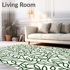 Lush Green Leafy Vine Pattern Rug