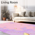Golden Heart Swirls Pastel Pattern Rug