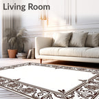 Ornate Floral Scroll Frame Design Rug