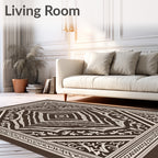 Classic Brown Cream Diamond Floral Rug
