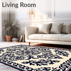 Classic Damask Floral Inlay Rug