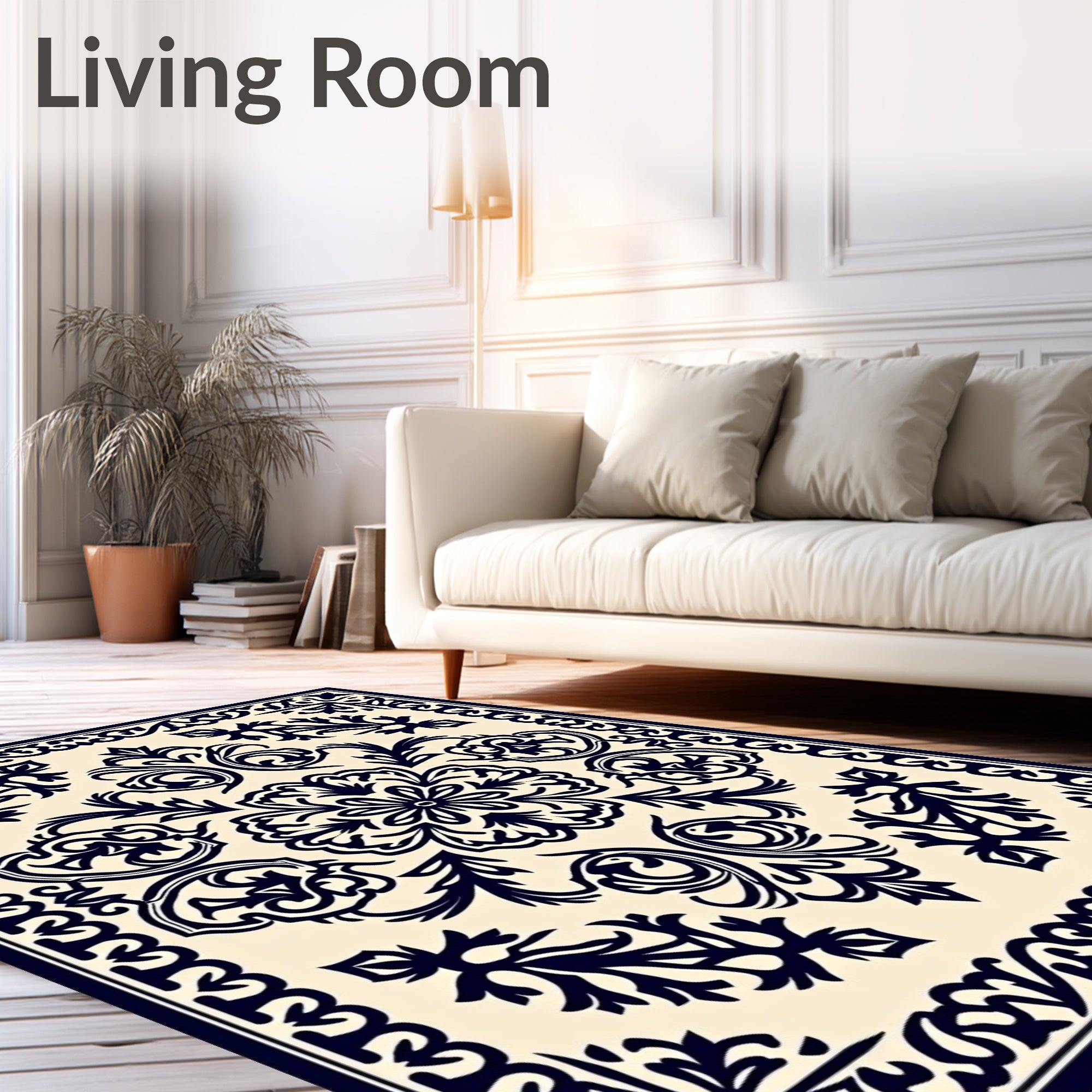 Classic Damask Floral Inlay Rug
