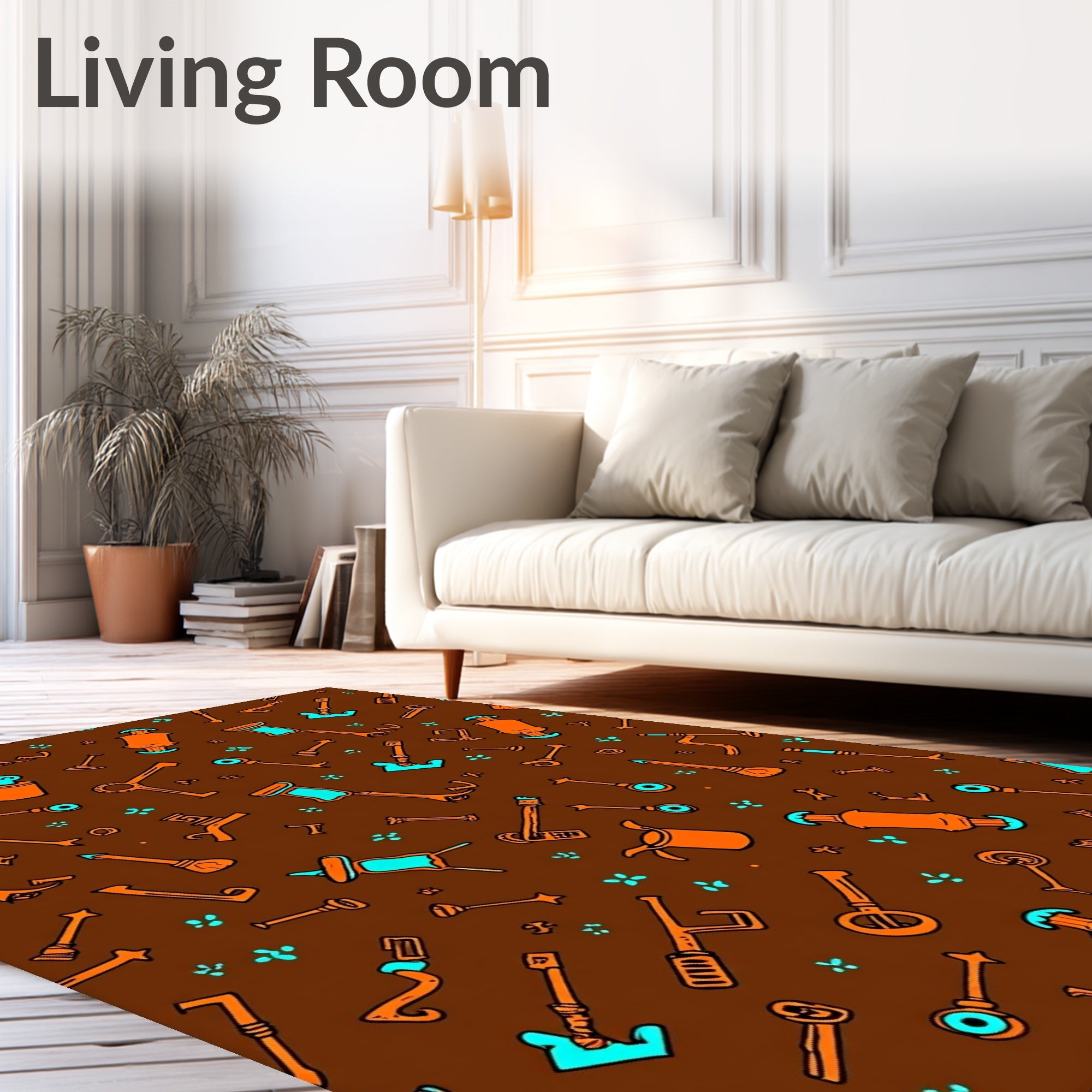 Vintage Tool Key Pattern Rug