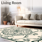 Ornate Floral Medallion Cream Rug