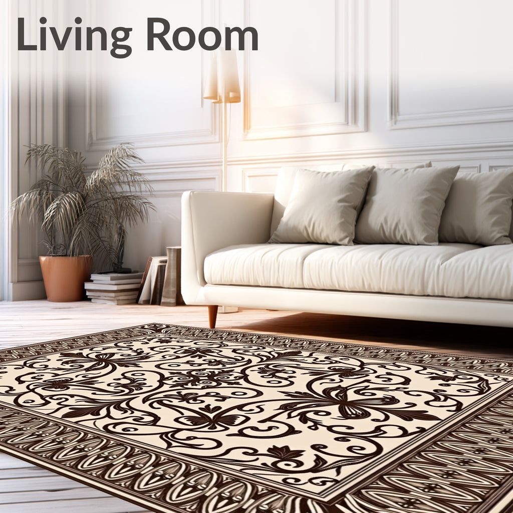 Elegant Floral Swirl Pattern Rug