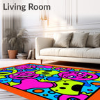 Vibrant Cartoon Character Collage Rug