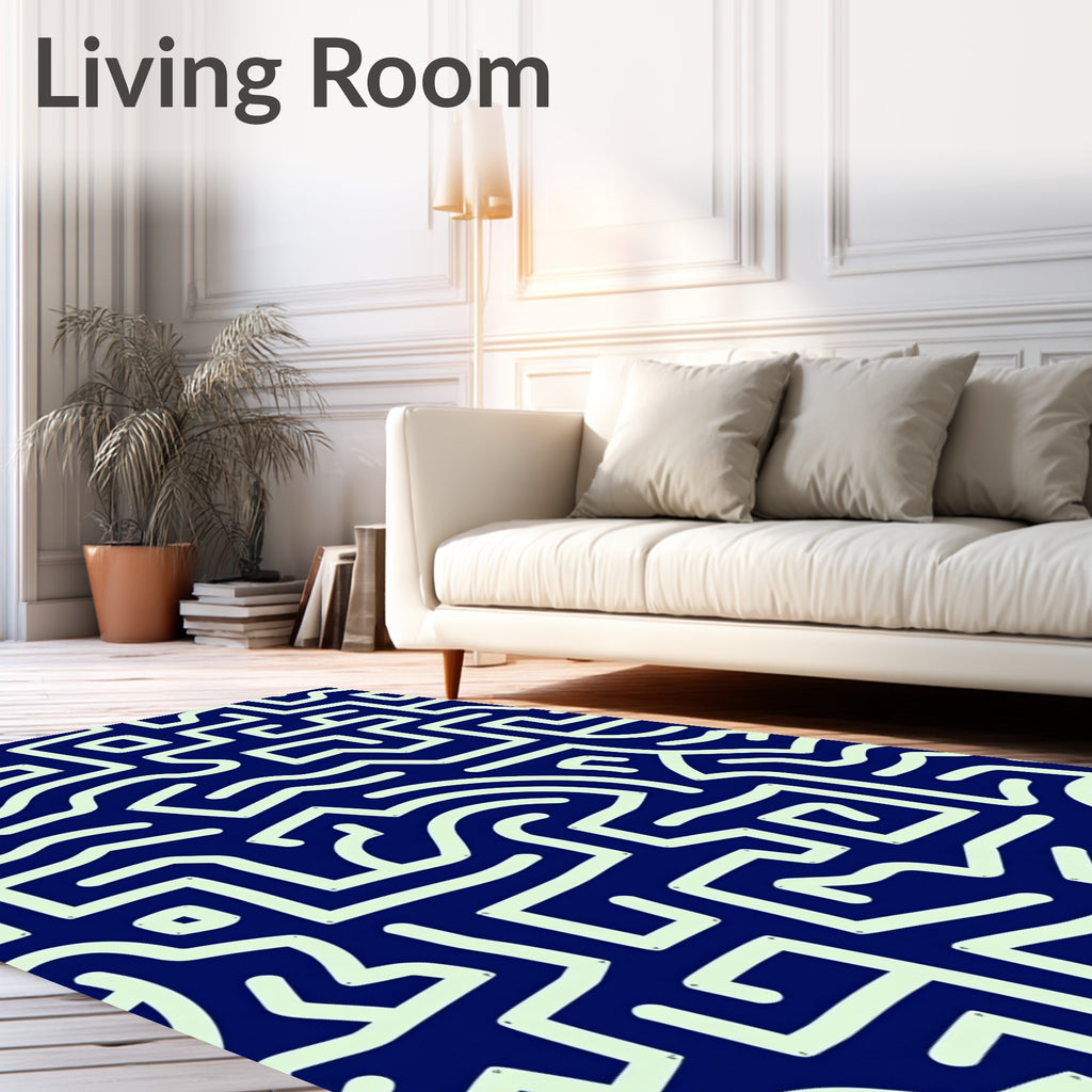 Abstract Maze Pattern Rug