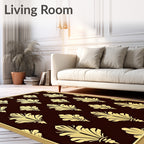 Gold Leaf Damask Pattern Rug