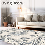 Ornate Floral Sunburst Tile Pattern Rug
