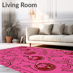 Pink Holiday Ornaments Line Art Rug