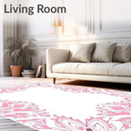 Pink Floral Mandala Border Design Rug