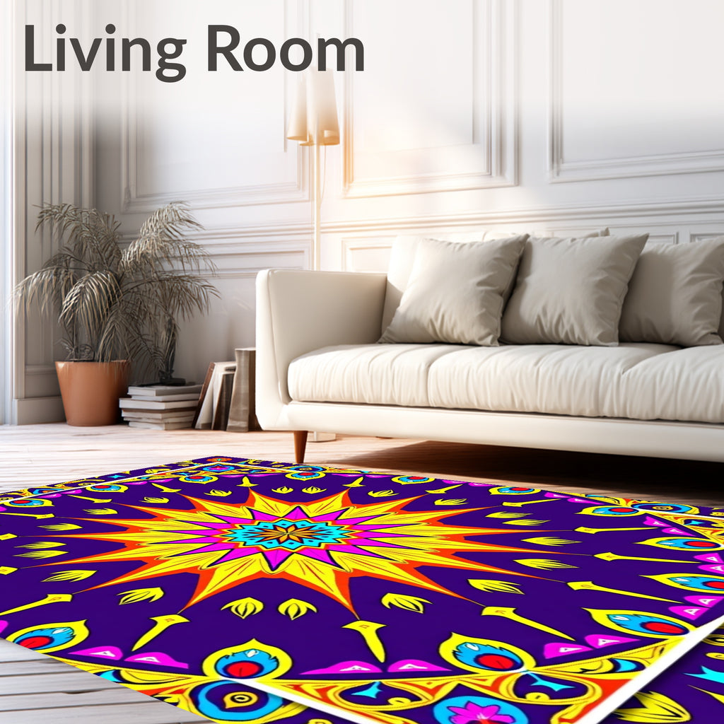 Vibrant Starburst Mandala Pattern Rug