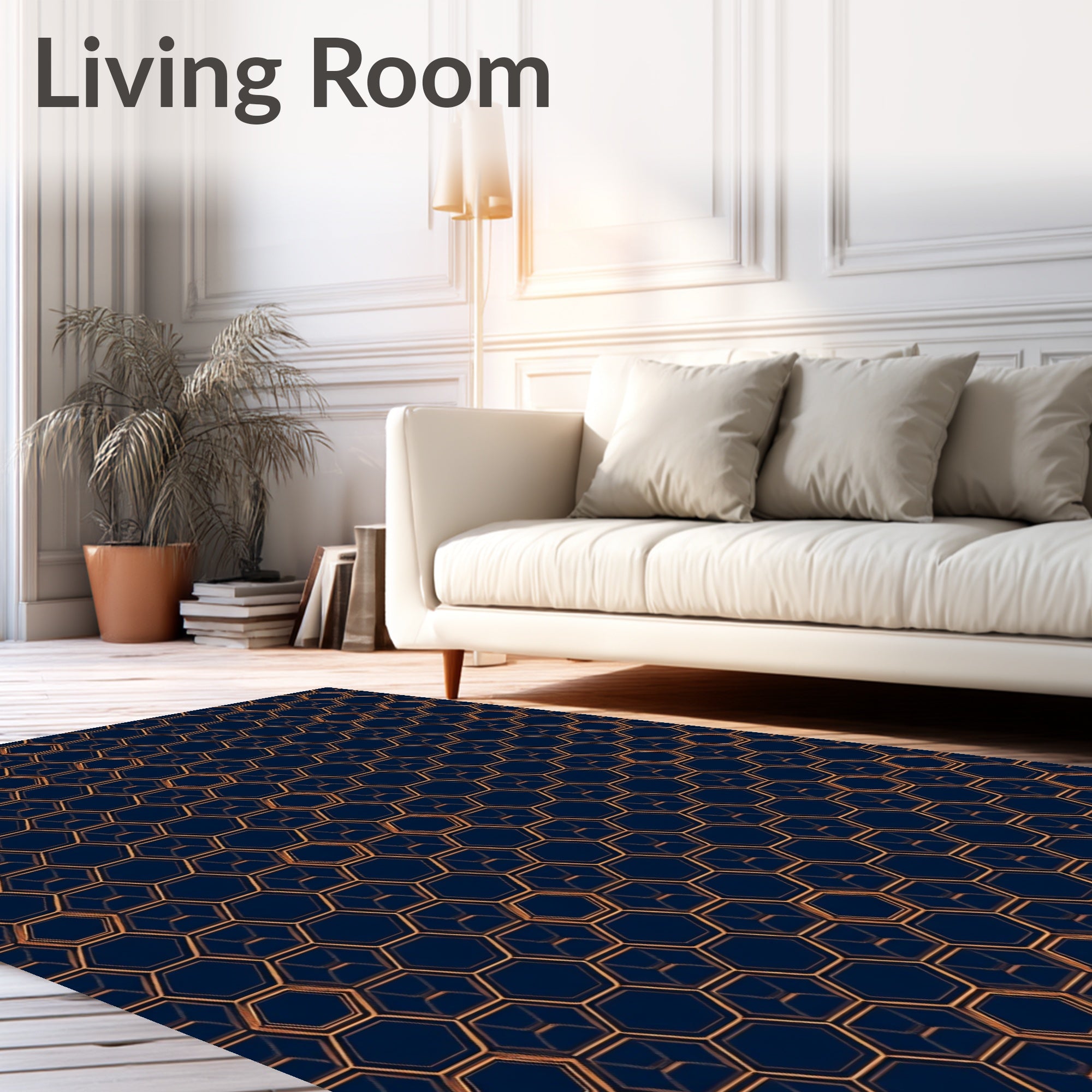 Geometric Honeycomb Pattern Rug