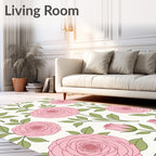 Pink Floral Garden Pattern Rug