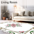 Elegant Floral Inlay Frame Design Rug