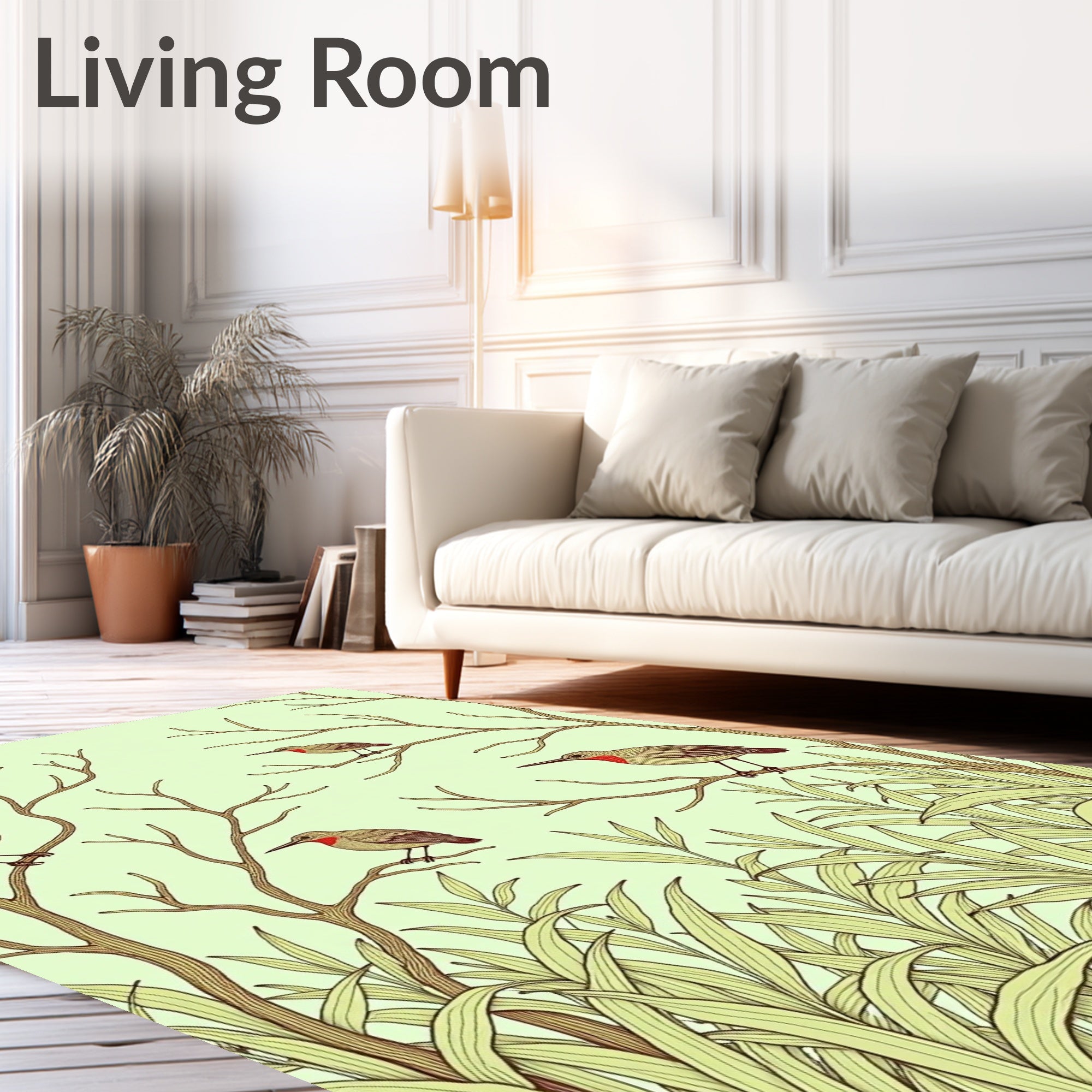 Birds Perched on Spring Branches Rug
