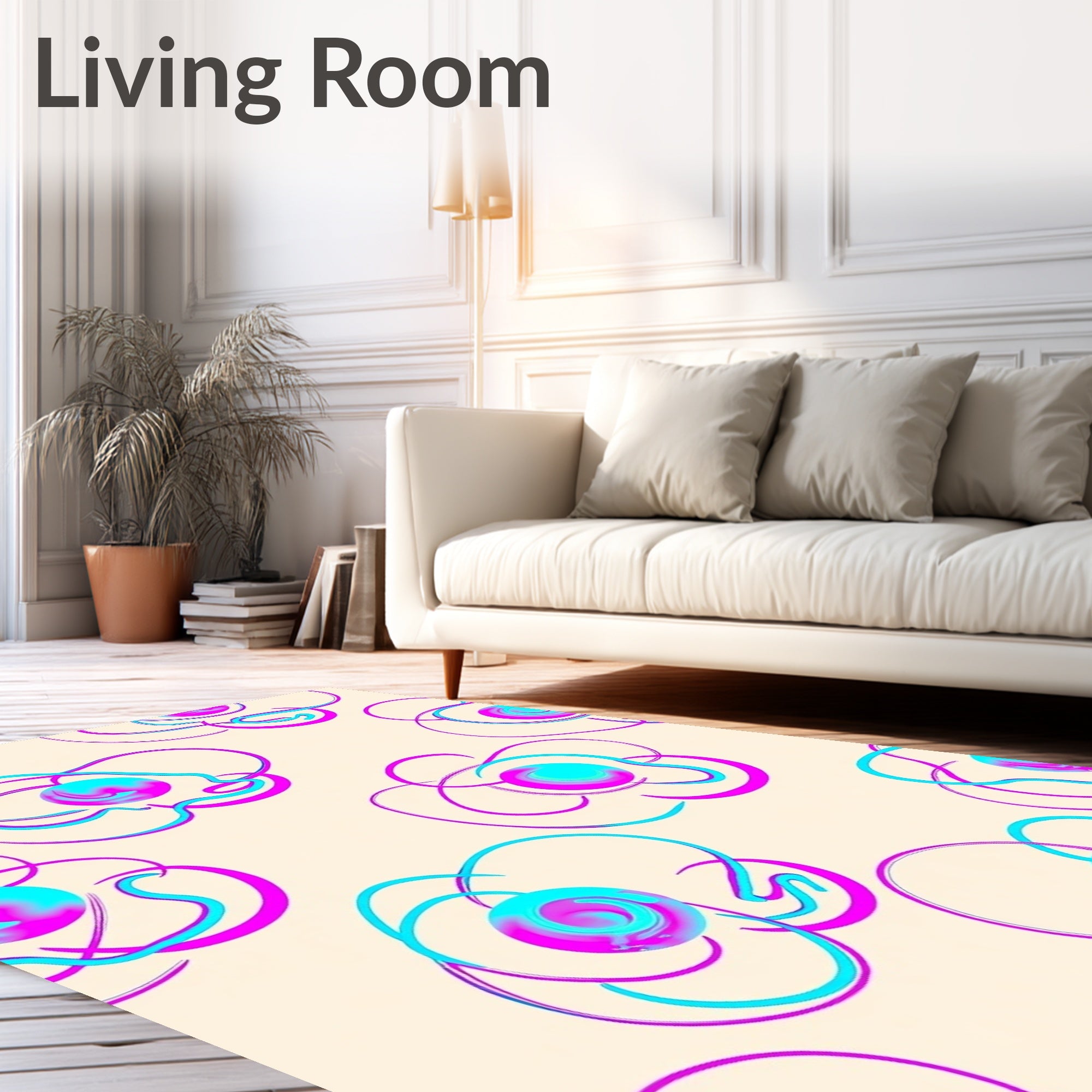 Abstract Swirls Circles Design Rug
