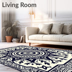 Intricate Dark Floral Mandala Design Rug
