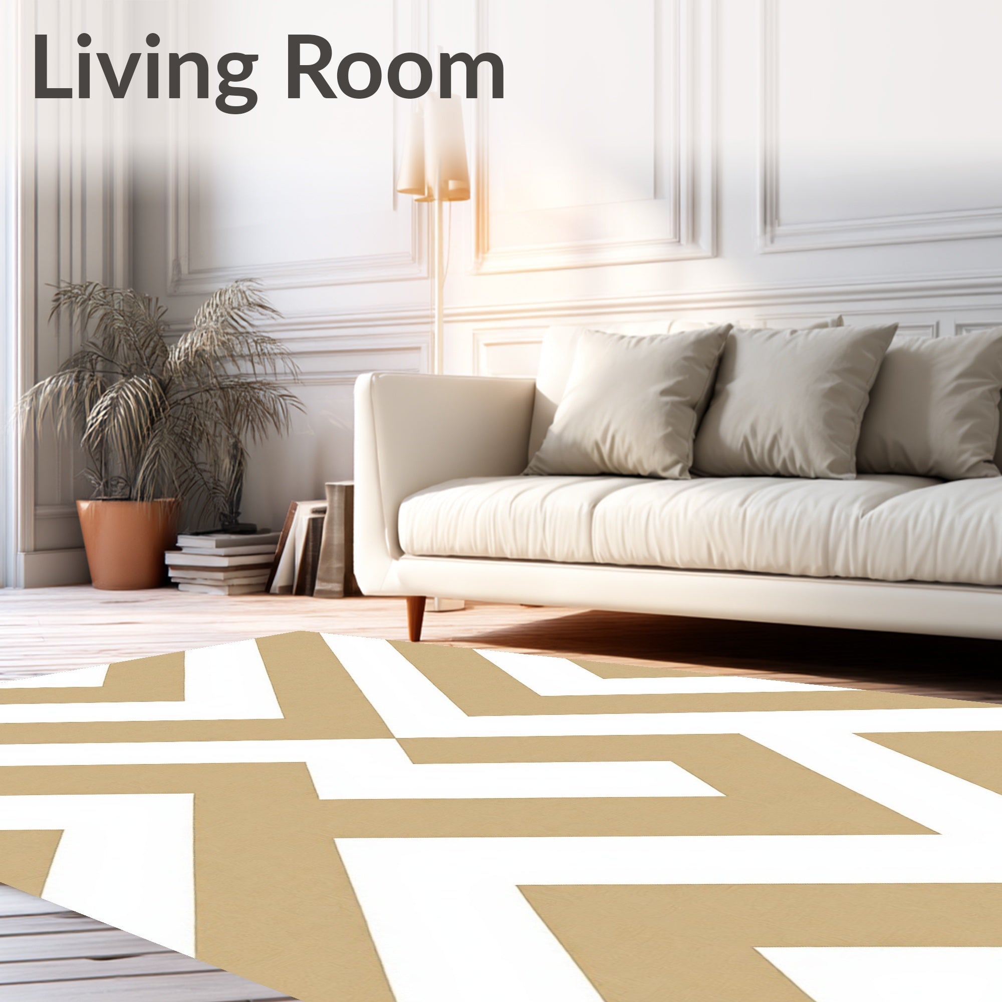 Geometric Zigzag Cream Gold Rug