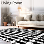 Classic Black White Houndstooth Pattern Rug