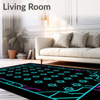 Geometric Grid Abstract Neon Pattern Rug