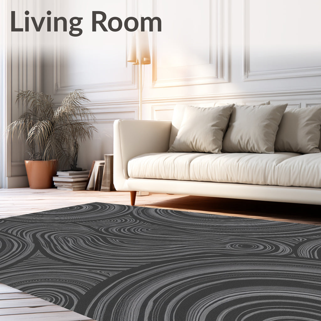 Abstract Swirls Rings Pattern Rug