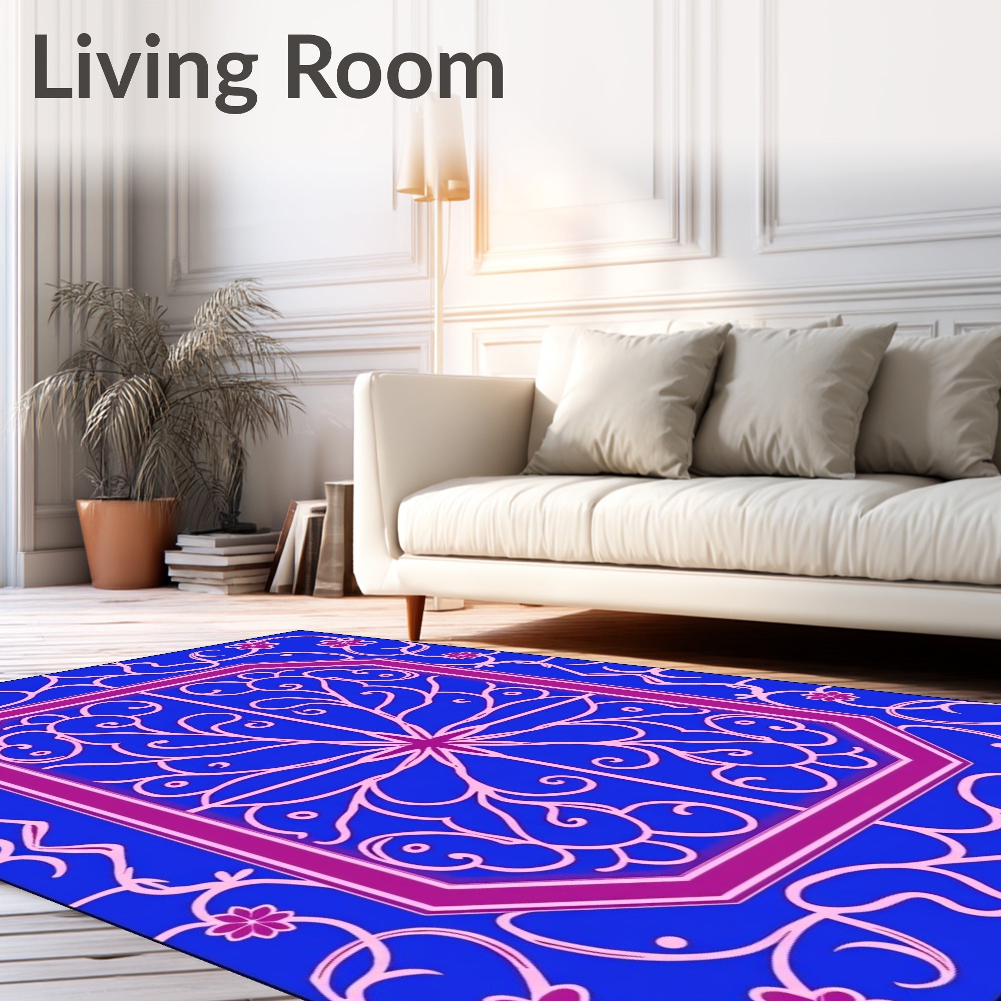 Ornate Floral Vine Medallion Design Rug