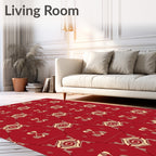 Rich Red Abstract Geometric Pattern Rug