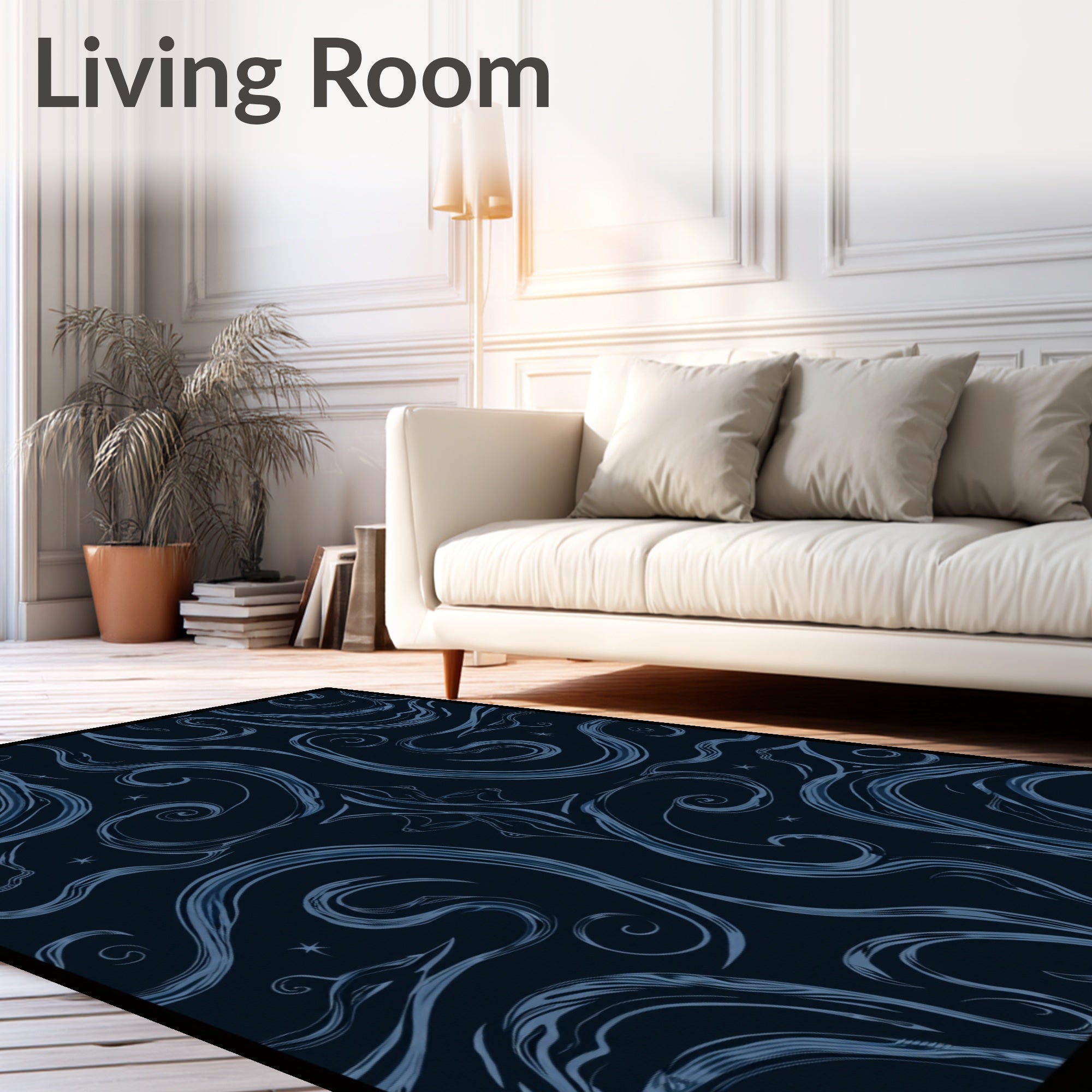 Mystical Swirls Star Pattern Rug